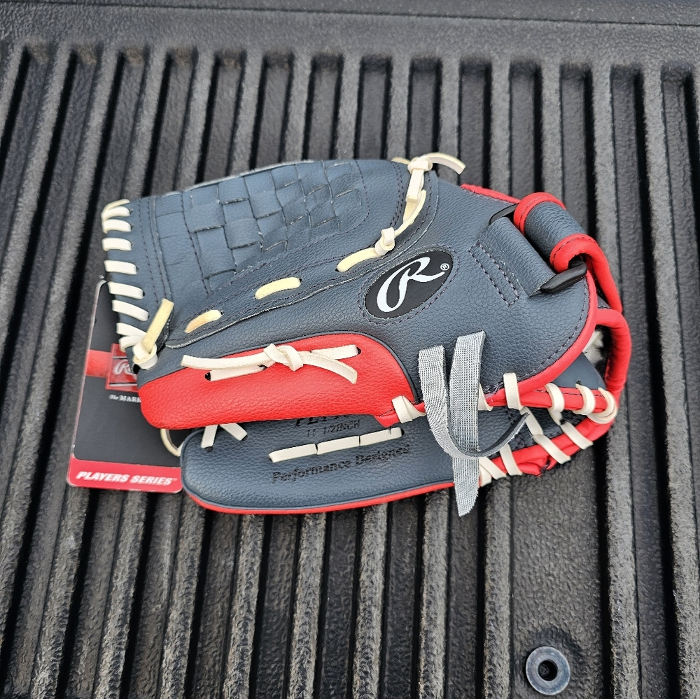Rawlings LHT 11.5" Youth Baseball Glove LEFTY Grey/Red PL115G Players Series NWT